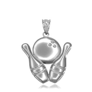 high polish 925 sterling silver bowling pins and ball sports pendant