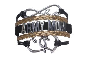 infinity collection army mom jewelry, proud army mom charm bracelet for women, proud mom of an army soldier, military mom gifts