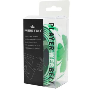 Meister Player Golf Web Belt - Adjustable & Reversible - Lucky Clovers