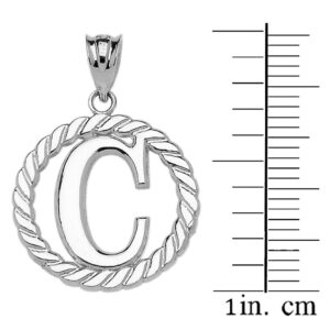 High Polish 925 Sterling Silver Roped Circle "C" Initial Charm Pendant