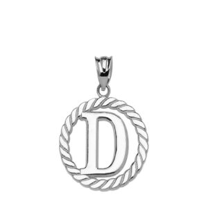 Claddagh Gold High Polish 925 Sterling Silver Roped Circle D Initial Charm Pendant