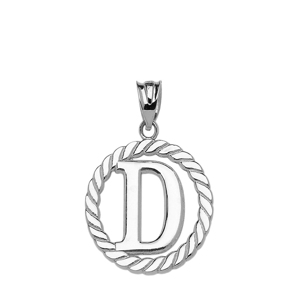 Claddagh Gold High Polish 925 Sterling Silver Roped Circle D Initial Charm Pendant