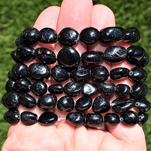 Zenergy Gems CHARGED Natural Black Tourmaline Crystal Stretchy Bracelet + Selenite Crystal Charger Included PSYCHIC PROTECTION