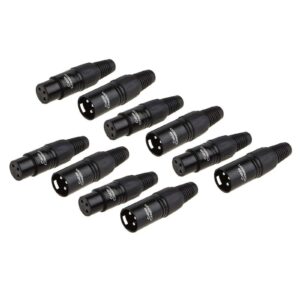 cablecreation [5-pair xlr 3 pin male/female audio mic microphone connector, black housing