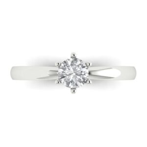 0.5 Ct Brilliant Round Cut Clear Simulated Diamond 14K White Gold Solitaire Engagement Promise Bridal Ring Size 3.5