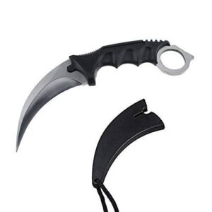 Crestgolf Stainless Steel Camping Hunting Knife Tactical Knife Karambit -Fixed Blade -with Rope (White)