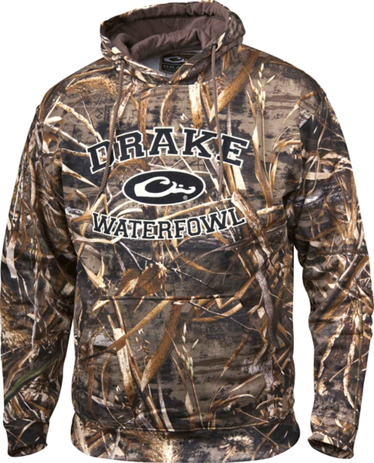 Drake Waterfowl Hoodie Embroidered Collegiate Max 5 with Ribbed Cuffs and Drawstring Hood (Max-5 - Large)