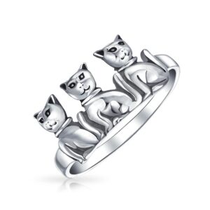 bff friendship three best friends family kitten cat ring band for teen for women .925 sterling silver ring