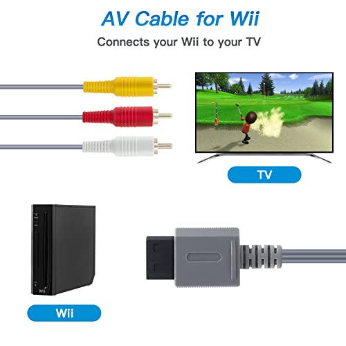 Mcbazel AV Cable for Wii Wii U, Audio Wii av cable Compatible with Wii, Wii U and TV system,3 RCA Gold-plated interface,1.8M/6FT