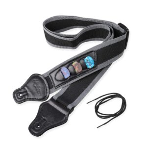 Mr.Power Guitar Strap 36.6in - 65in with 3 Pick Holders for Electric/Acoustic Guitar, Nylon Strap