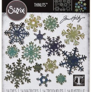 Sizzix Thinlits Die Set 661599, Paper Snowflakes, Mini by Tim Holtz, 14 Pack, One Size, Multi Color