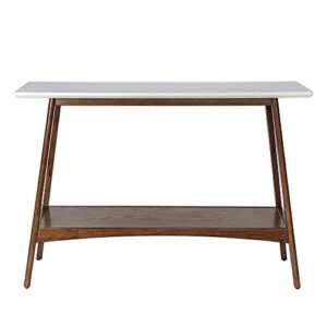 Madison Park Parker Console Tables-Solid Wood, Two-Tone Finish with Lower Storage Shelf Modern Mid-Century Accent Living Room Furniture, Medium, Off-White/Pecan