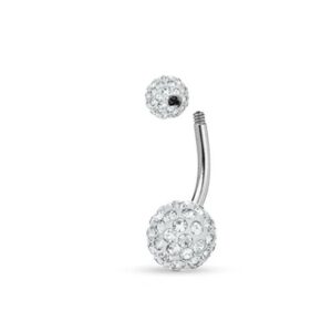 Kiokioa 316L Titanium steel Bling Disco Ball Crystal Belly Button Navel Ring Christmas Gifts 14 G