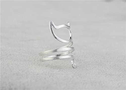 Helen de Lete Innovative Lovely Cat Kitty Sterling Silver Ring L Size