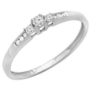 dazzlingrock collection 0.13 carat (ctw) round white diamond ladies bridal promise 3 stone engagement ring, 10k white gold, size 7