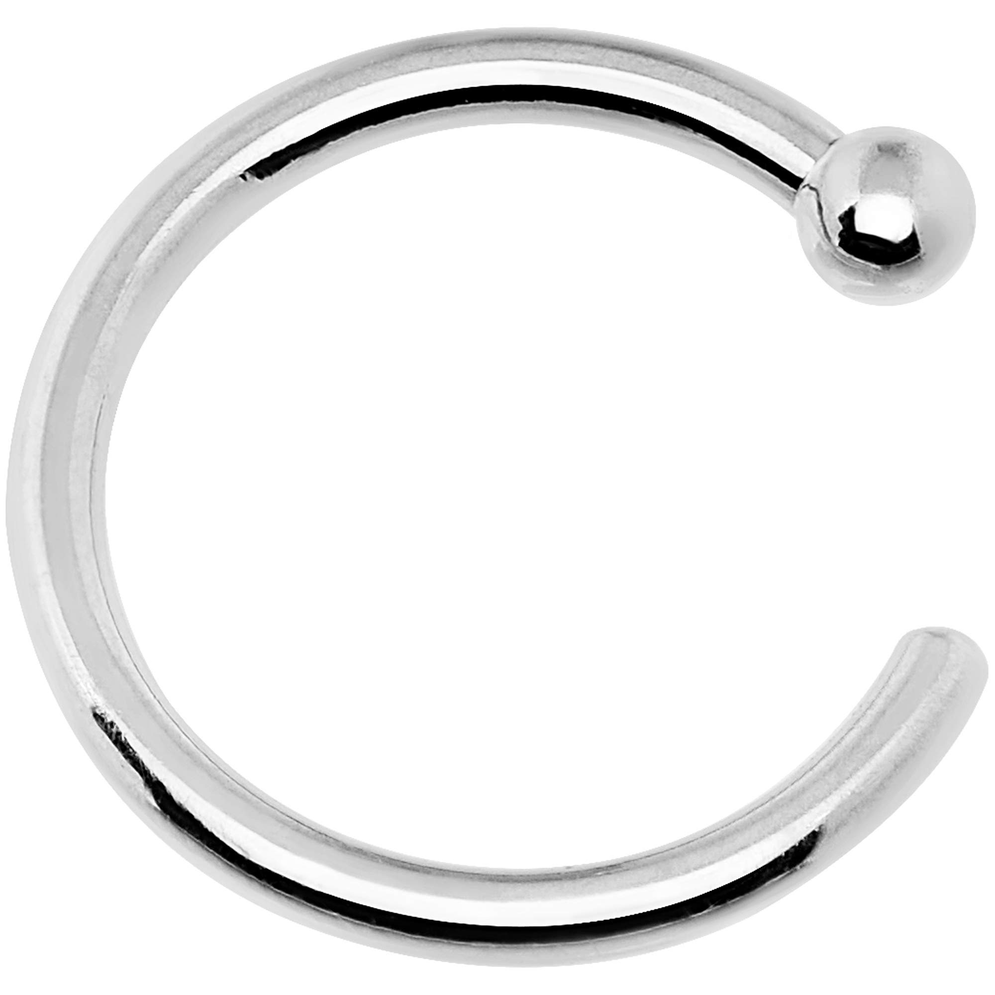 Body Candy Tiny Nose Hoop 20 Gauge 1/4 Small Diamenter Solid 14k White Gold 6mm Nose Hoop