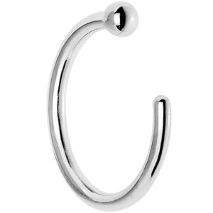 Body Candy Tiny Nose Hoop 20 Gauge 1/4 Small Diamenter Solid 14k White Gold 6mm Nose Hoop