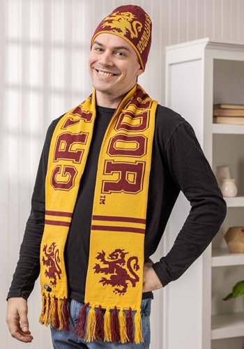 elope Harry Potter Gryffindor House Reversible Knit Scarf for Adults and Kids Standard