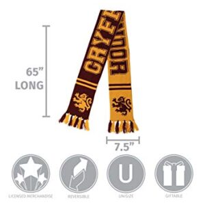 elope Harry Potter Gryffindor House Reversible Knit Scarf for Adults and Kids Standard