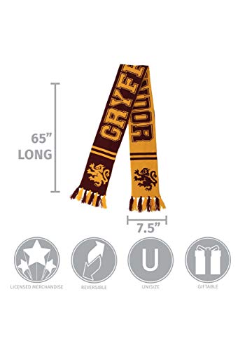 elope Harry Potter Gryffindor House Reversible Knit Scarf for Adults and Kids Standard