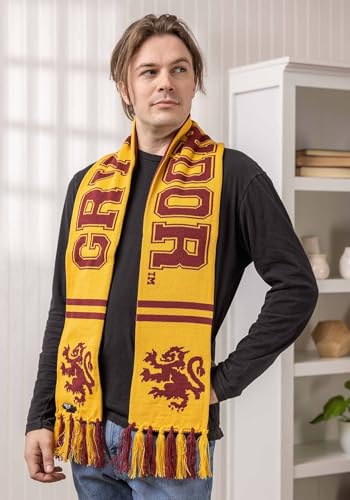 elope Harry Potter Gryffindor House Reversible Knit Scarf for Adults and Kids Standard