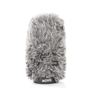 Movo WS-G140 Furry Rigid Windscreen for Microphones 18-23mm in Diameter and up to 6.3" (16cm) Long - Dark Gray