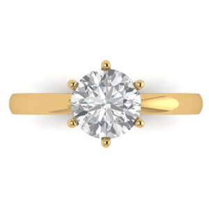 yellow 14k gold solitaire statement anniversary engagement promise bridal ring 1.5 ct round cut clear simulated diamond sz 7