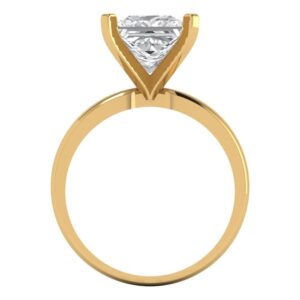 Yellow 14k Gold Solitaire Statement anniversary Engagement Promise Ring - 3 Ct Princess Cut Clear Simulated Diamond Sz 11