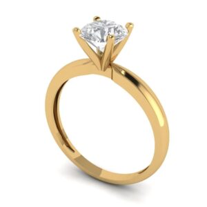 Clara Pucci Yellow 14k Solid Gold Solitaire anniversary Engagement Promise Bridal Ring - 1 Ct Round Cut Clear Simulated Diamond Sz 9