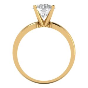 Yellow 14k Solid Gold Solitaire anniversary Engagement Promise Bridal Ring - 1.5 Ct Round Cut Clear Simulated Diamond Sz 6