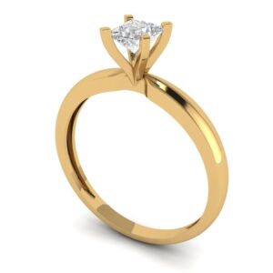 Yellow 14k Gold Solitaire Statement anniversary Engagement Promise Ring - 0.5 Ct Princess Cut Clear Simulated Diamond Sz 3.5