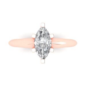 1 ct brilliant marquise cut clear simulated diamond 14k rose gold solitaire engagement promise bridal ring size 11