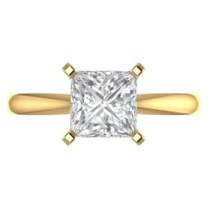 clara pucci yellow 14k gold solitaire statement anniversary engagement promise ring - 2caratprincess cut clear simulated diamondsize6