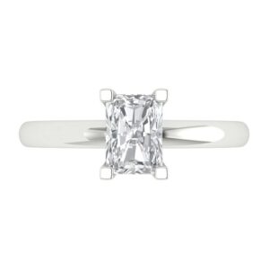 1 ct brilliant emerald cut clear simulated diamond 14k white gold solitaire engagement promise bridal ring size 4.5