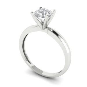 1 Ct Brilliant Round Cut Clear Simulated Diamond 14K White Gold Solitaire Engagement Promise Bridal Ring Size 10.25