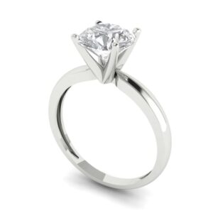 1.5 Ct Brilliant Round Cut Clear Simulated Diamond 14K White Gold Solitaire Engagement Promise Bridal Ring Size 5.25