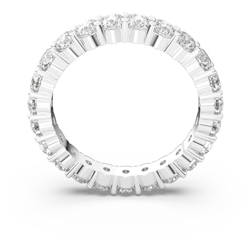 Swarovski Vittore XL Ring, Clear circle-cut Swarovski Crystals on a Rhodium Finish Setting, Size 6, Part of the Swarovski Vittore Collection