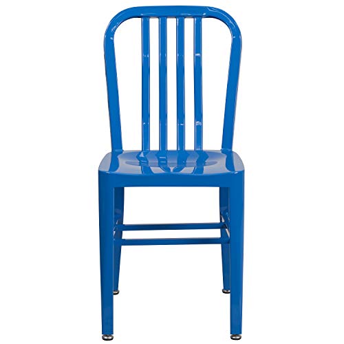 Flash Furniture Gael Commercial Grade 2 Pack Blue Metal Indoor-Outdoor Chair