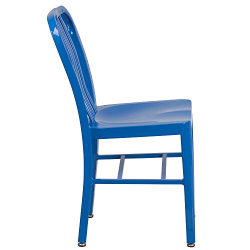 Flash Furniture Gael Commercial Grade 2 Pack Blue Metal Indoor-Outdoor Chair