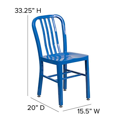 Flash Furniture Gael Commercial Grade 2 Pack Blue Metal Indoor-Outdoor Chair