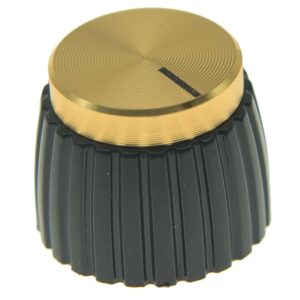 KAISH 10pcs Guitar AMP Amplifier Push on fit Knobs Black with Gold Aluminum Cap Top Fits 6mm diameter Pots Marshall Amplifiers