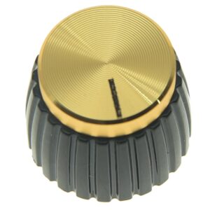 KAISH 10pcs Guitar AMP Amplifier Push on fit Knobs Black with Gold Aluminum Cap Top Fits 6mm diameter Pots Marshall Amplifiers