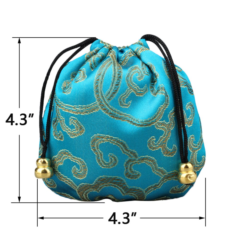 Chinese Silk Brocade Embroidered Drawstring Jewelry Pouch Bag Colors Value Set 34 pcs