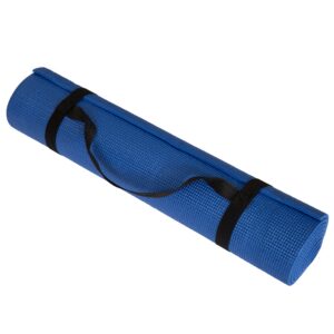 yoga mat - double sided 1/4-inch workout mat - 71x24-inch exercise mat for home gym fitness or pilates with carrying strap by wakeman (blue)