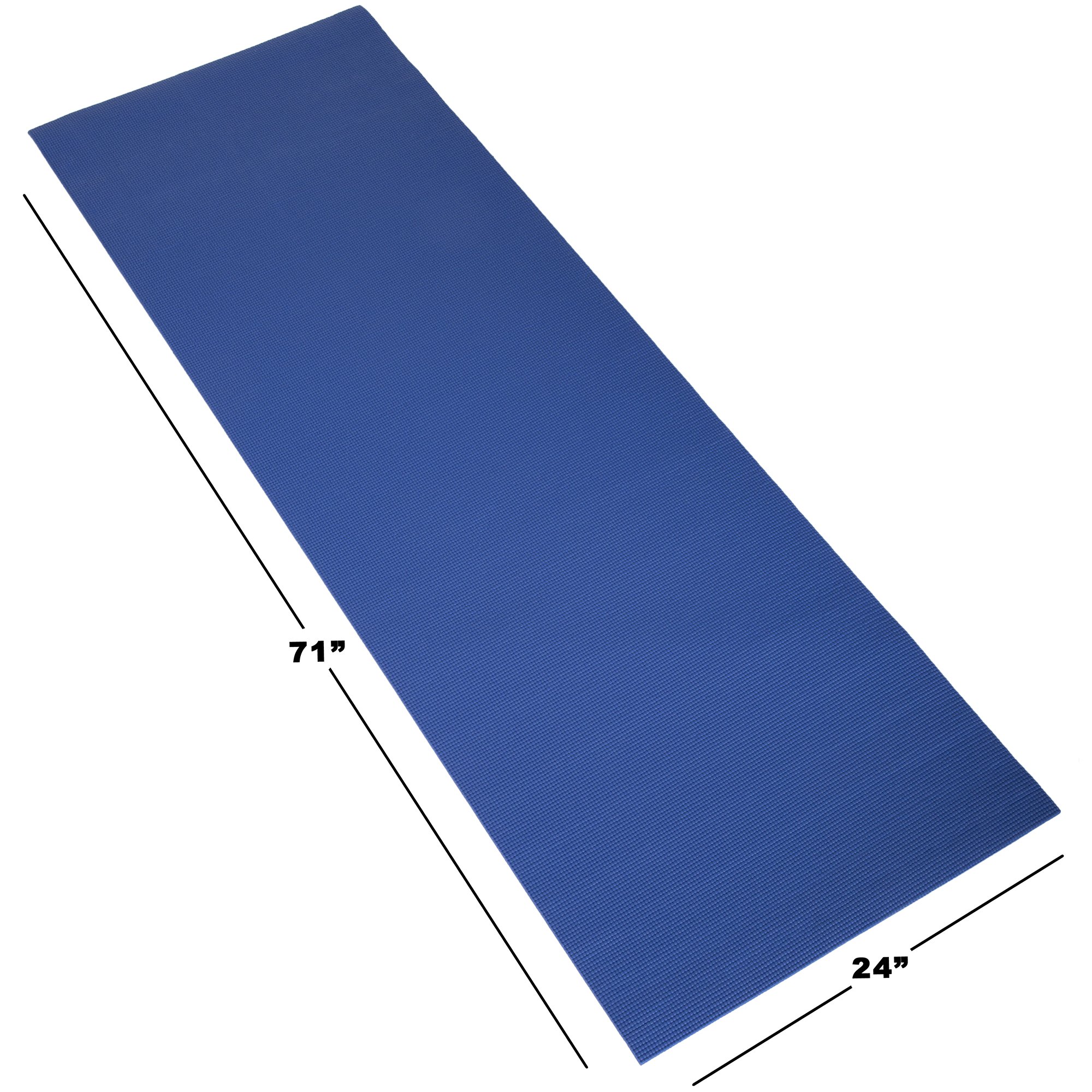 Yoga Mat - Double Sided 1/4-Inch Workout Mat - 71x24-Inch Exercise Mat for Home Gym Fitness or Pilates with Carrying Strap by Wakeman (Blue)