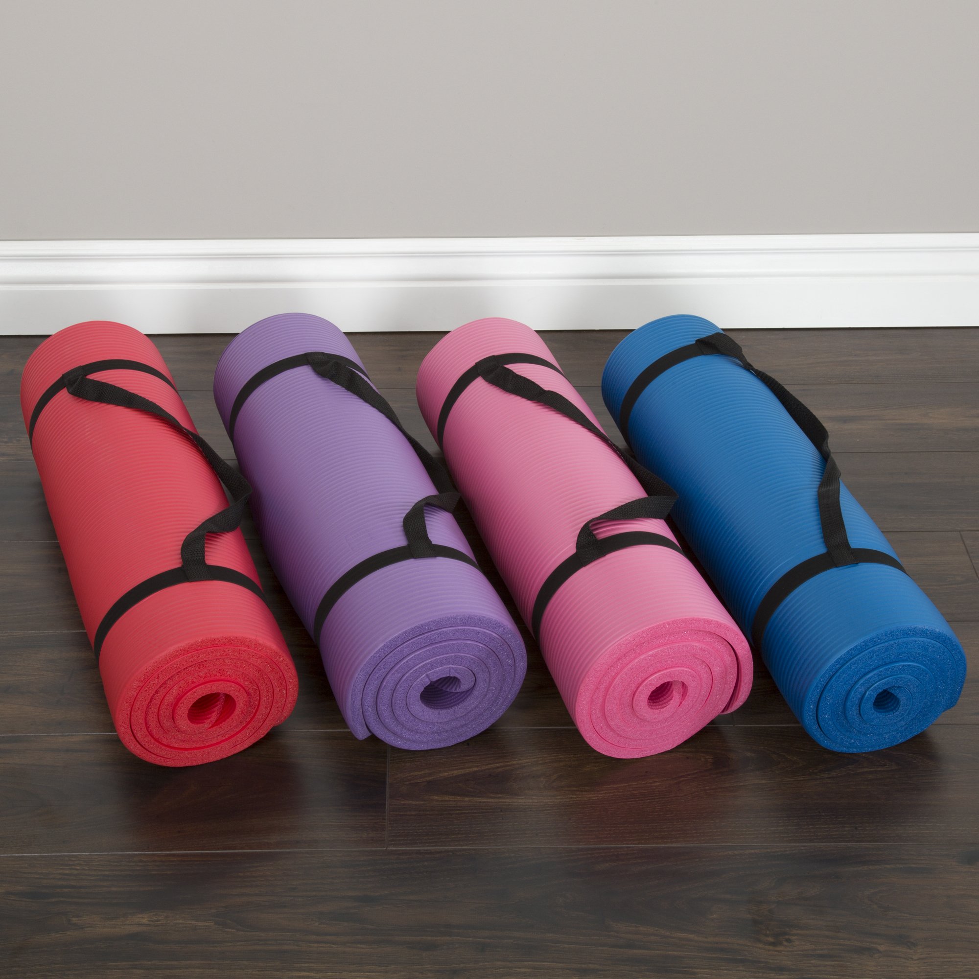 Extra Thick Yoga Mat - 0.5-Inch-Thick Durable Non-Slip Foam Workout Mat for Fitness, Pilates and Floor Exercises with Carrying Strap by Wakeman (Pink)