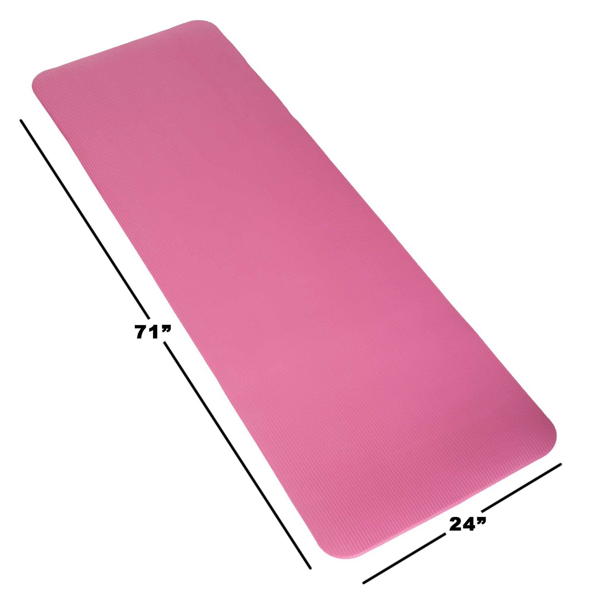 Extra Thick Yoga Mat - 0.5-Inch-Thick Durable Non-Slip Foam Workout Mat for Fitness, Pilates and Floor Exercises with Carrying Strap by Wakeman (Pink)