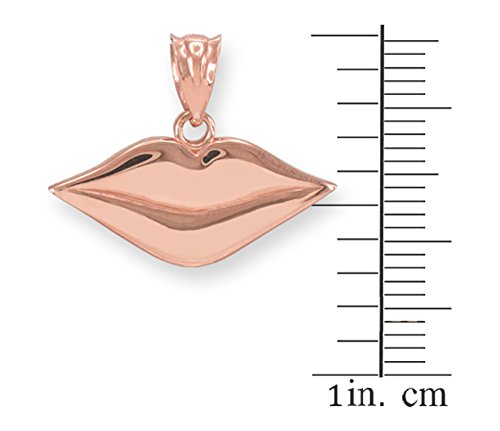 Trendy Necklaces High Polish 14k Rose Gold Lips Charm Pendant