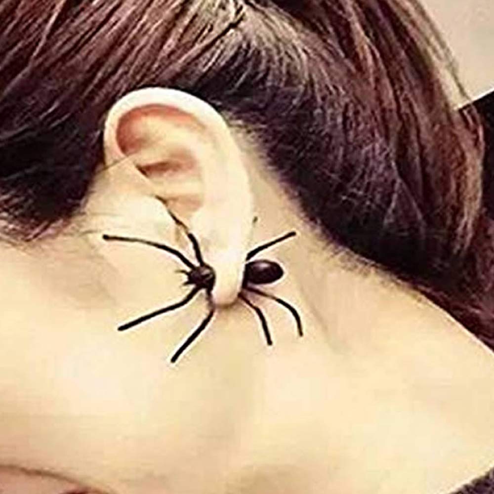 Sexy Sparkles Halloween Jewelry Spider 3D Double Sided Ear Stud Cute Earring for Women