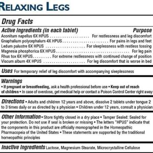 MagniLife Relaxing Legs, Natural Sleep Aid and Pain Reliever, Calms Jerks, Restlessness, and Discomfort - 125 Quick Dissolve Tablets